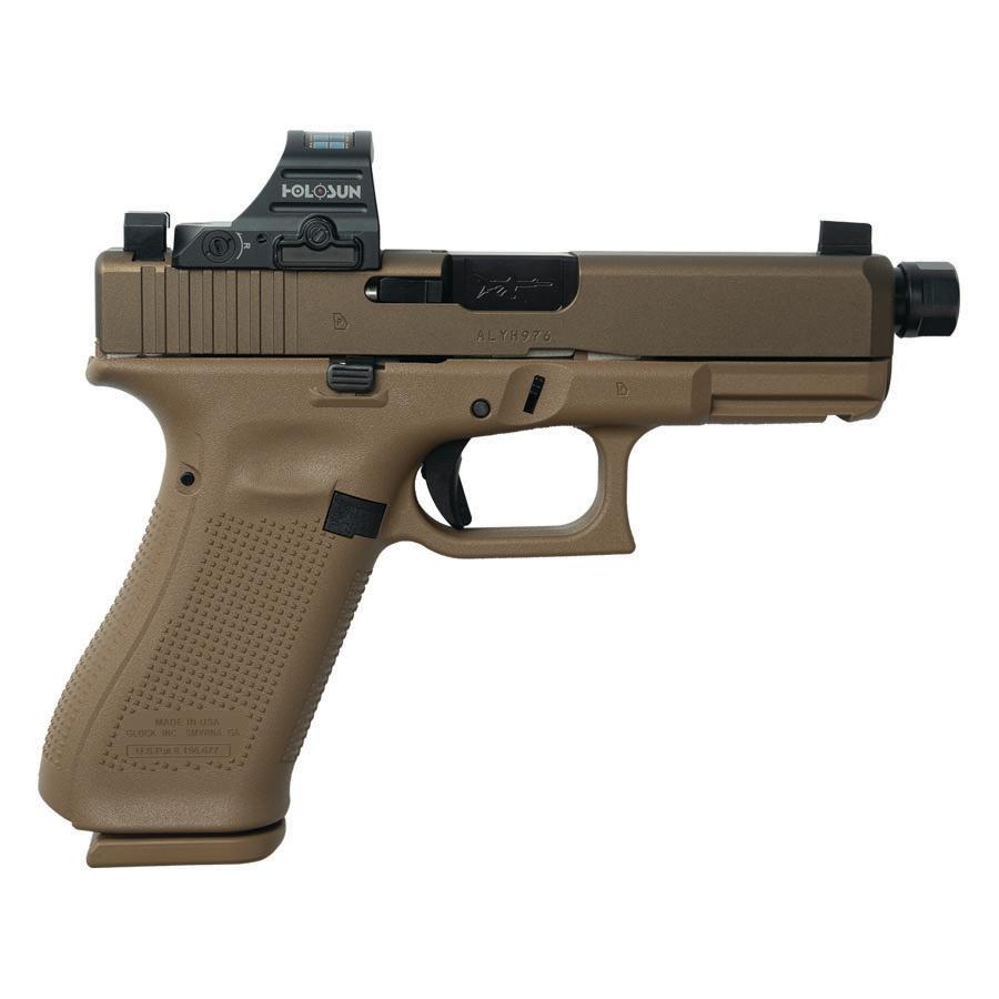 Glock V-Series Model 19x w/HUSH Slide Lock Handgun 9mm Luger 17rd Magazines (3) 4.6" Threaded Barrel Holosun 407C FDE USA - Image 1