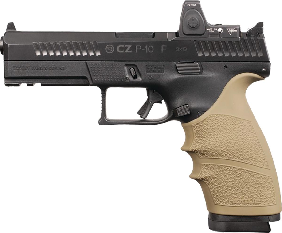 https3A2F2Fmedia.chattanoogashooting.com2Fimages2Fproduct2FHA178032FHA17803.jpg Hogue HandAll Beavertail Grip Sleeve CZ P-10 Full Size 9mm - FDE - Image 1