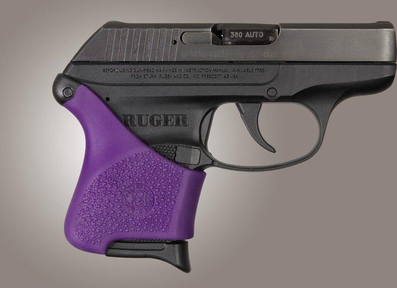 https3A2F2Fmedia.chattanoogashooting.com2Fimages2Fproduct2FHA181062FHA18106.jpg Hogue Handall Hybrid Grip Sleeve Purple for Ruger LCP - Image 1
