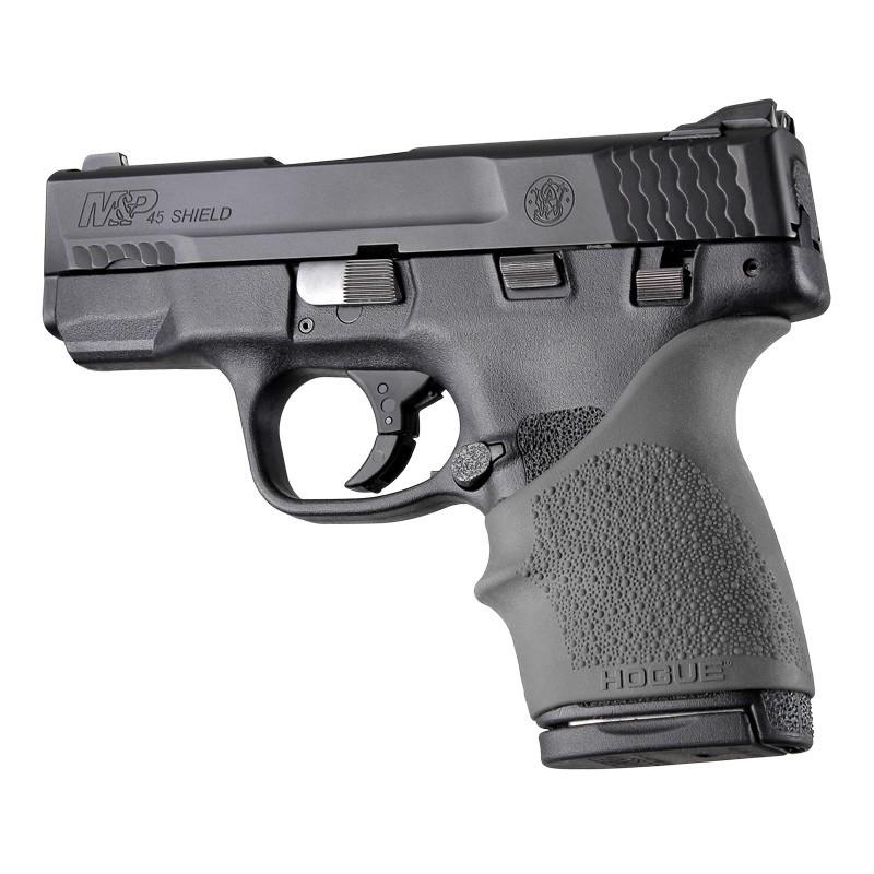 https3A2F2Fmedia.chattanoogashooting.com2Fimages2Fproduct2FHA183022FHA18302-1.jpg Hogue HandAll Beavertail Handgun Grip Sleeve for S&W M&P Shield 45/Kahr P9/40 CW9/40 Slate Grey - Image 1