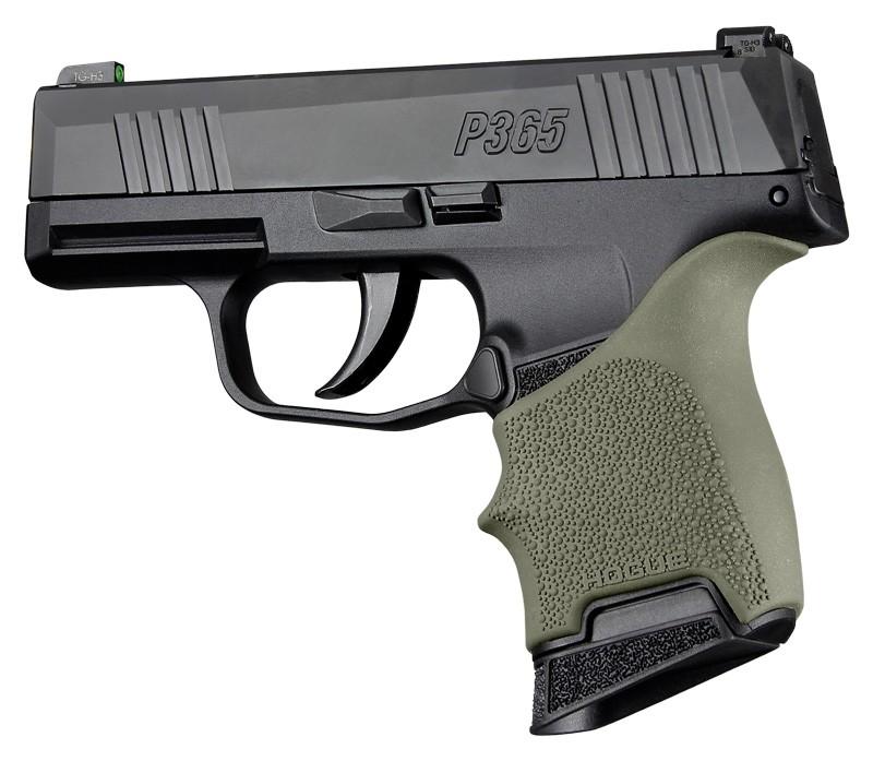 https3A2F2Fmedia.chattanoogashooting.com2Fimages2Fproduct2FHA187012FHA18701.jpg Hogue HandAll Beavertail Grip Sleeve Sig Sauer P365 OD Green - Image 1