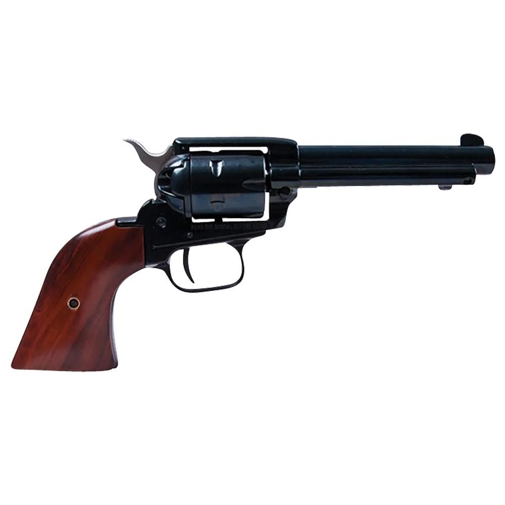 https3A2F2Fmedia.chattanoogashooting.com2Fimages2Fproduct2FHXRR22B6LHOL2FHXRR22B6LHOL-1.jpg Heritage Rough Rider Handgun .22 LR 6rd Capacity 6.5" Barrel Black with Wood Grip and 1776 Leather Holster - Image 1