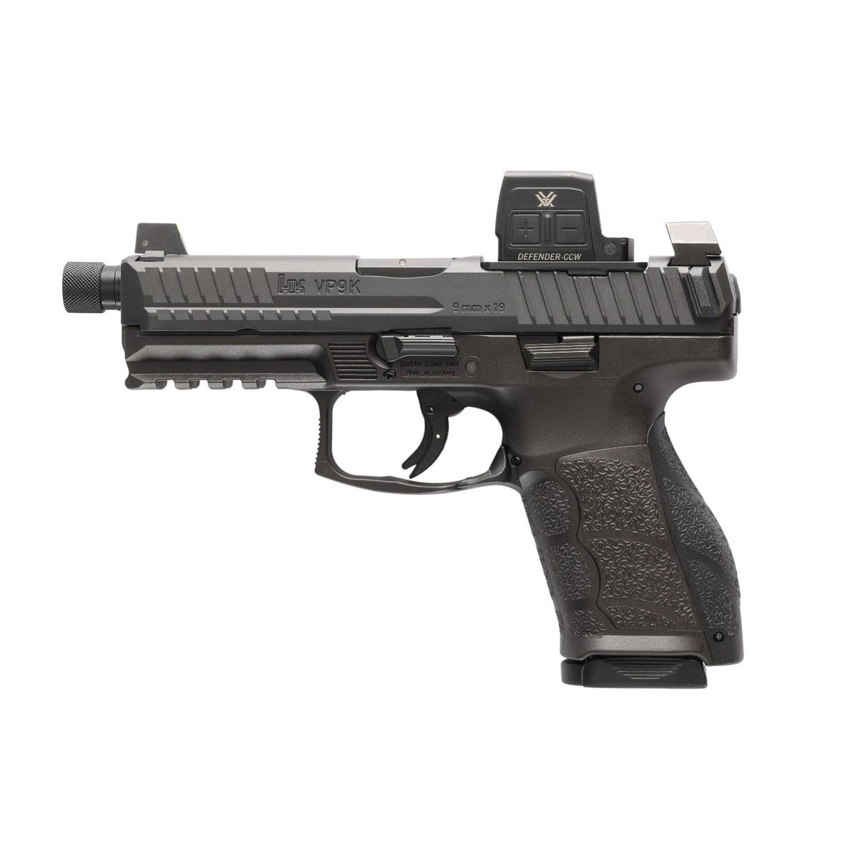 https3A2F2Fmedia.chattanoogashooting.com2Fimages2Fproduct2FHZ810013672F810013672520L2520VP9A12520K2520TACT2520OE2520VTX2520CCW.jpg H&K VP9A1 F Tactical Optic Equipped(Vortex) Handgun 9mm Luger 15rd Magazines(2) 4.7" Threaded Barrel Black - Image 1