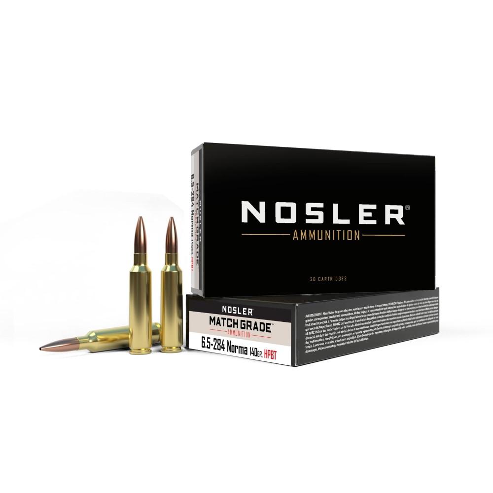 https3A2F2Fmedia.chattanoogashooting.com2Fimages2Fproduct2FNO441662FNO44166-1.jpg Nosler Match Grade Rifle Ammunition 6.5x284 Norma 140 gr HPBT 2750 fps 20/ct - Image 1