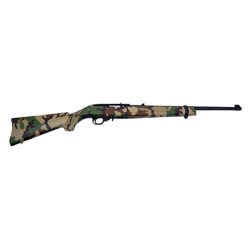 https3A2F2Fmedia.chattanoogashooting.com2Fimages2Fproduct2FUR311742FUR31174.jpg Ruger 10/22 "Woodsman" Rifle .22LR 10rd Magazine 18.5" Barrel Woodland Camo Stock - Image 1