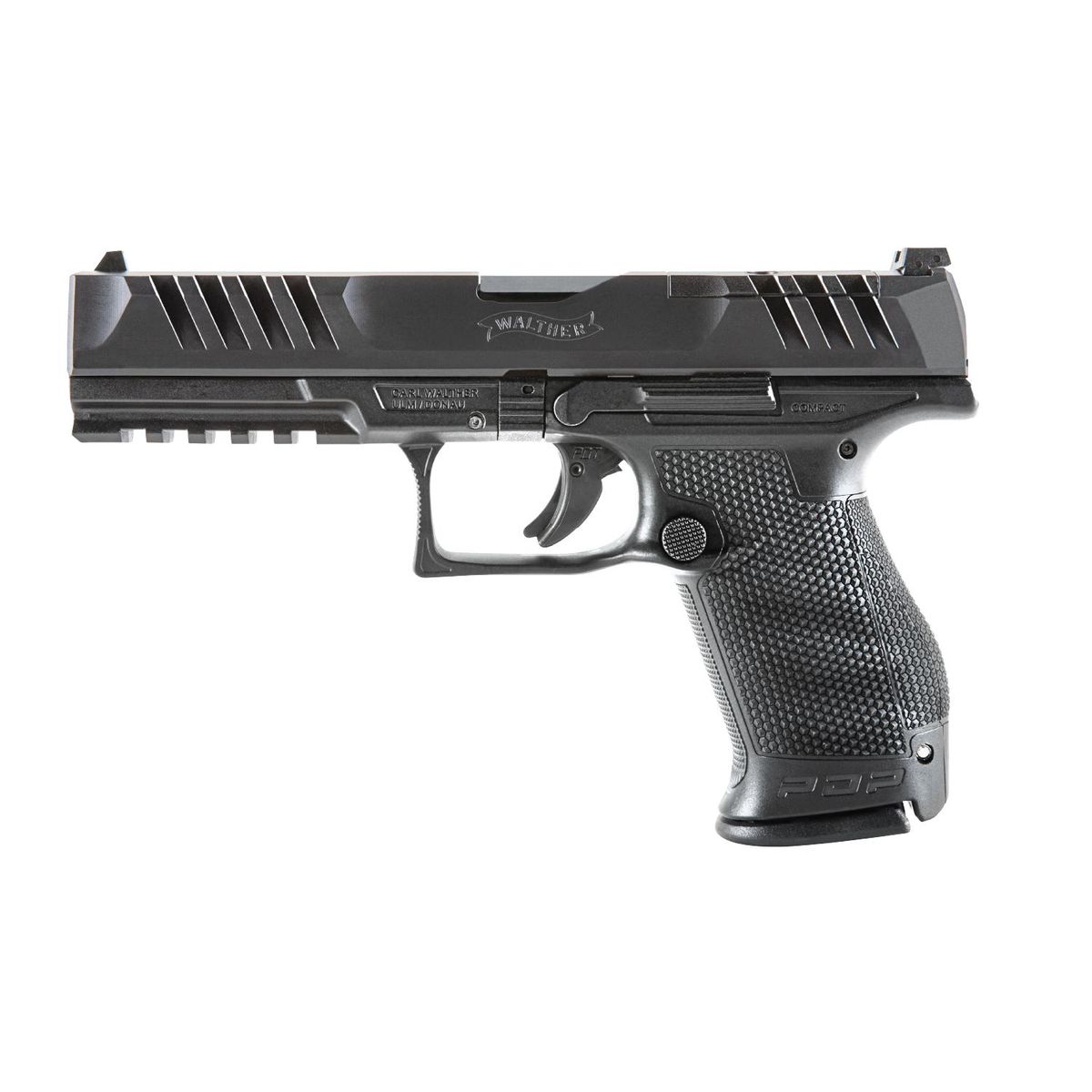 https3A2F2Fmedia.chattanoogashooting.com2Fimages2Fproduct2FWY28442222FWY2844222.jpg Walther Optic Ready Compact PDP Handgun 9mm Luger 15rd Magazines(2) 5" Barrel Black - Image 1