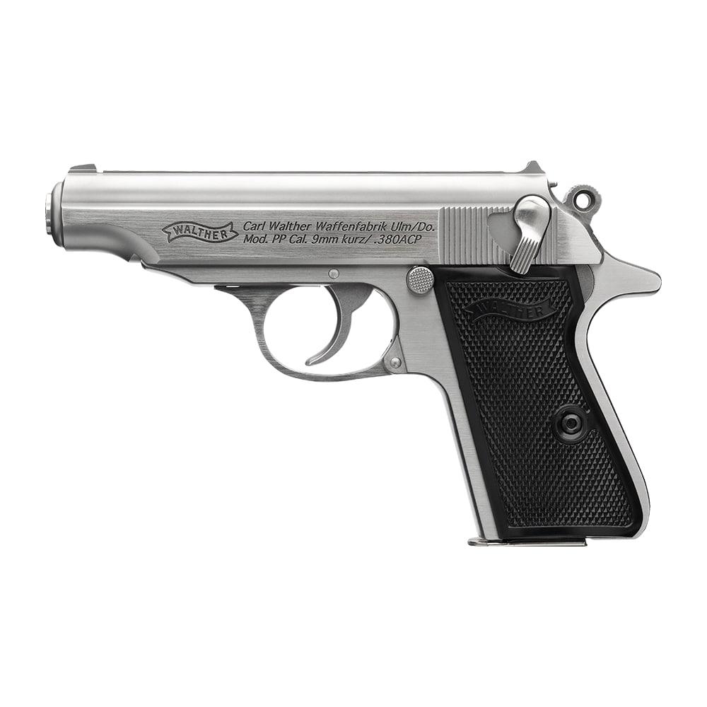 https3A2F2Fmedia.chattanoogashooting.com2Fimages2Fproduct2FWY47960292FWY4796027_3.jpg Walther PP Stainless Handgun .32 Auto 8rd Magazines(2) 3.9" Barrel Stainless Frame - Image 1