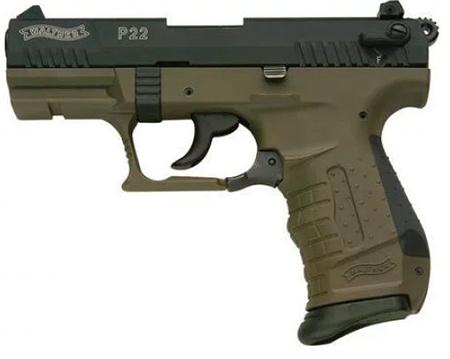 https3A2F2Fmedia.chattanoogashooting.com2Fimages2Fproduct2FWY51203382FWY5120338.jpg Walther P22 Handgun CA Compliant .22LR 10rd Magazine 3.42" Barrel Military - Image 1