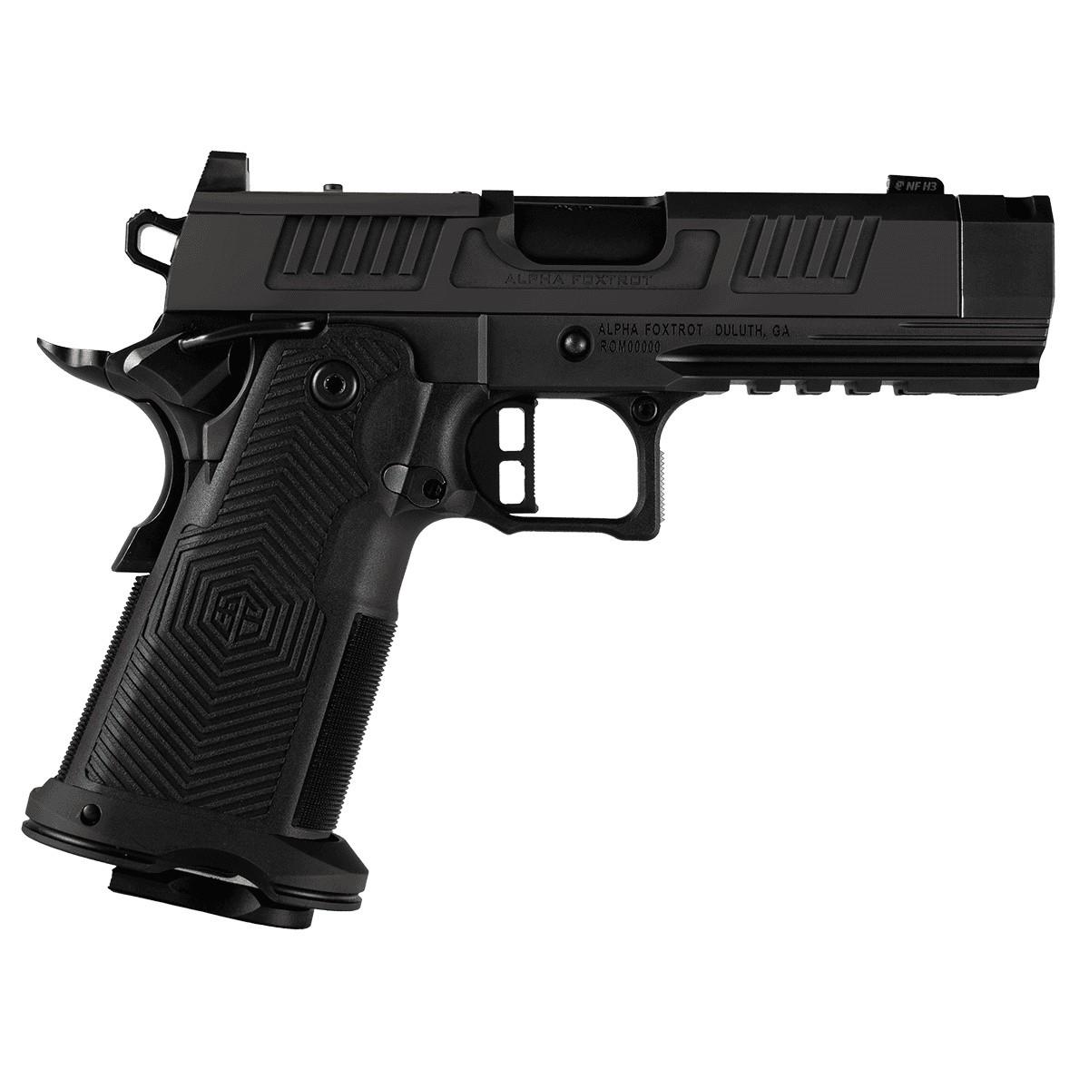 https3A2F2Fmedia.chattanoogashooting.com2Fimages2Fproduct2FXXAA39X1CMGXDBK19NVC2FXXAA39X1CMGXDBK19NVC-R-image.jpg Alpha Foxtrot AF1911-ROMULUS 9mm 17 & 20 Round Magazines (1 Each) DLC 4.25" Compensator RMSC Optic Cut - Image 1