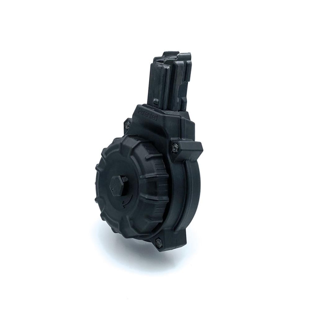https3A2F2Fmedia.chattanoogashooting.com2Fimages2Fproduct2FZMDRMA1062FZMDRMA106-1.jpg Promag MP5/PTR9 Handgun Magazine Drum Black 9mm Luger 50/rd - Image 1