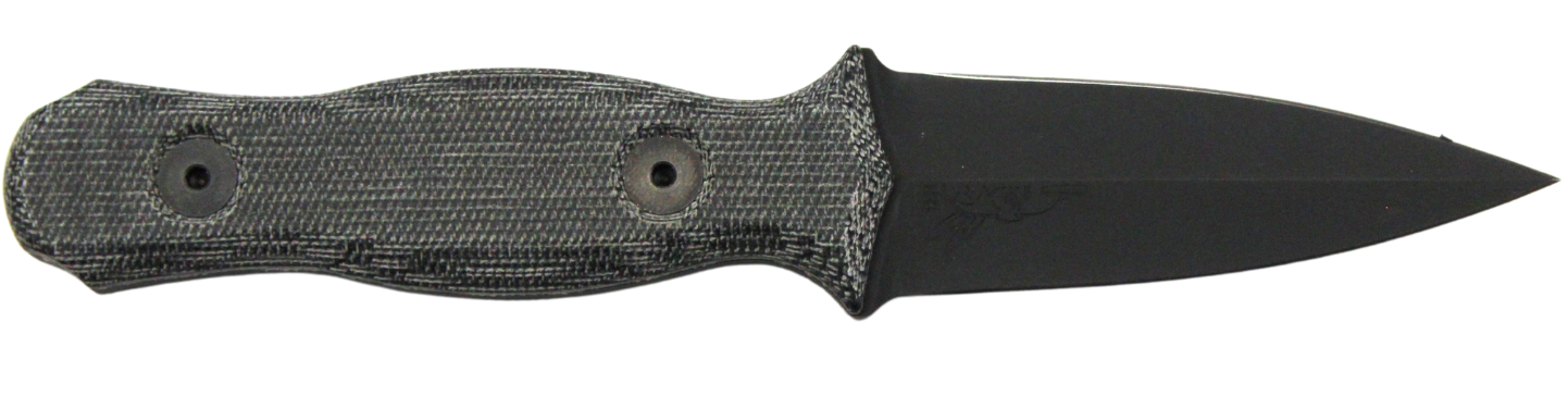 image-full-7277-1764e34aa43a58c39376f90fa3a14ddb.png HALF FACE BLADES TRIDENT DAGGER 3" BLADE, 6.75" OA, S45VN STEEL, HRC60, ARMOR BLK, GRY MICARTA GRIP - Image 1