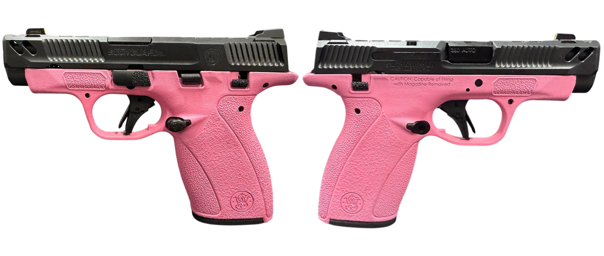 image-full-86448-0265c765107a958de187470bc67c2c06.png SMITH & WESSON PC BODYGUARD 2.0 CARRY COMP PINK FRAME 380ACP PISTOL 3.1" M.S 1-10RD, 1-12RD MAG - Image 1