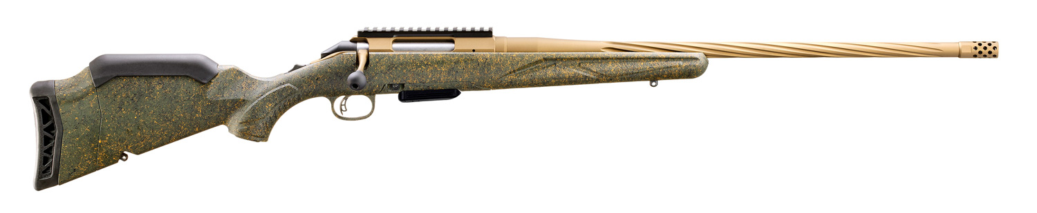 image-full-86536-f1ba3790a1d89c4fa3f53e6eaa46c8e4.jpg RUGER AMERICAN G2 PREDATOR 350 LEGEND RIFLE 22" SPIRAL FLUTED, BURNT BRONZE/GREEN SPLATTER 5RD MAG - Image 1