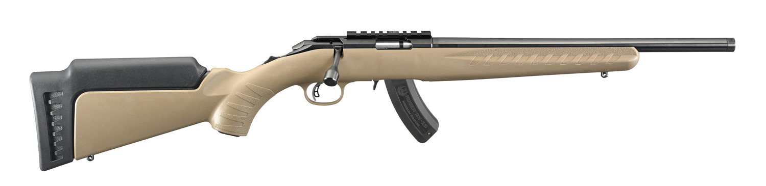 image-full-9094-d2a65f9d0fa5f0ac50b543597f244b50.jpg RUGER AMERICAN 17HMR RIFLE 16" T.B. FDE SYNTHETIC 1-9RD MAG - Image 1
