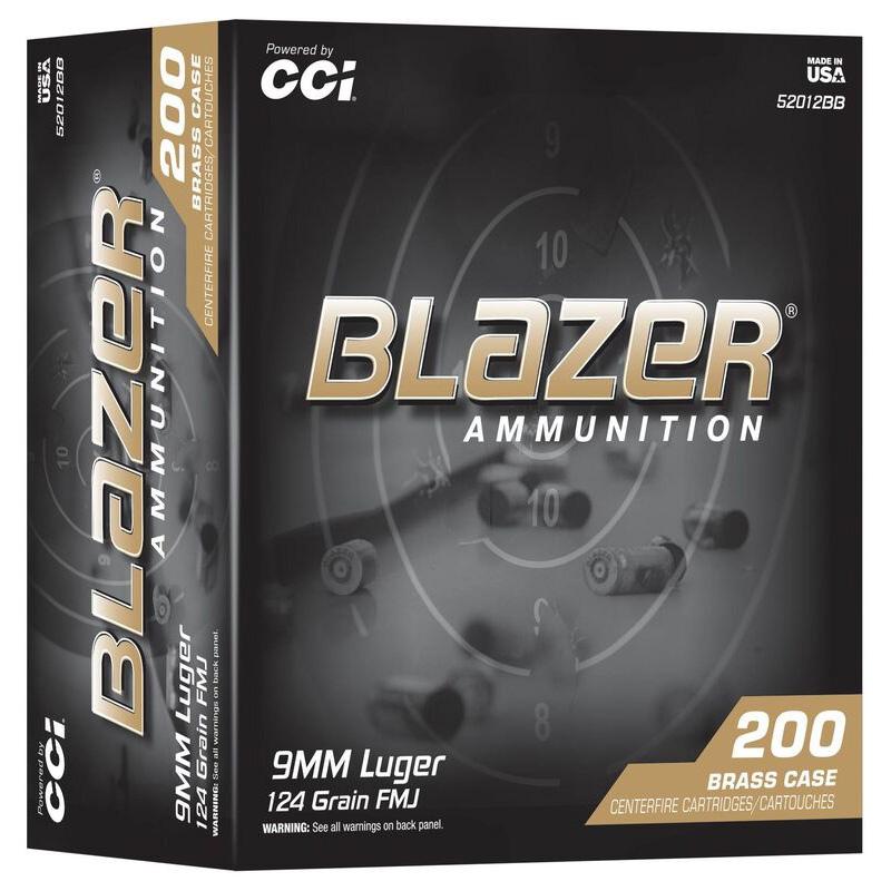 https3A2F2Fmedia.chattanoogashooting.com2Fimages2Fproduct2FCC52012BB2FCC52012BB6.jpg Blazer Brass Handgun Ammunition 9mm Luger 124gr FMJ 1090 fps 200/ct - Image 1