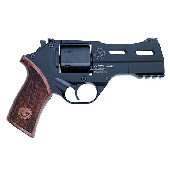 https3A2F2Fmedia.chattanoogashooting.com2Fimages2Fproduct2FCH3402192FCH340219_1.jpg Chiappa 40DS Rhino Handgun .357 Mag 6rd Capacity 4" Barrel Black with Wood Grip and 3 Moon Clips - Image 1