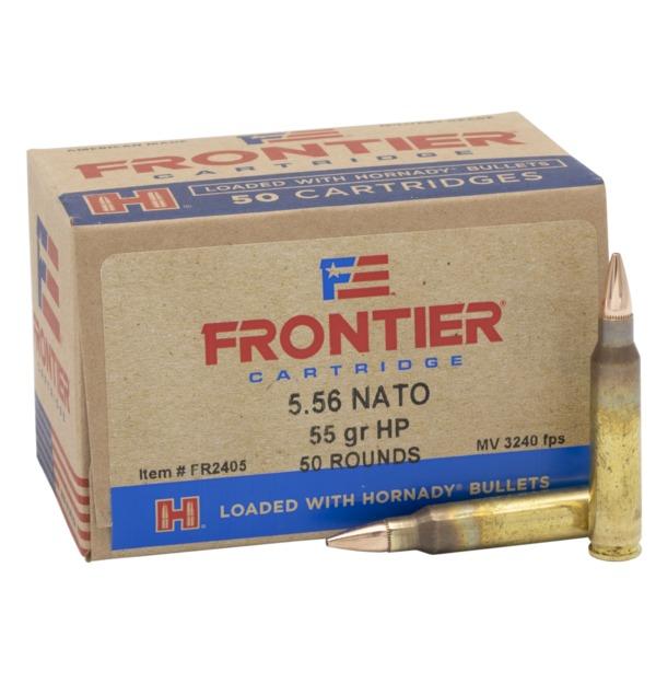 https3A2F2Fmedia.chattanoogashooting.com2Fimages2Fproduct2FFRFR24052FFRFR2405.jpg Hornady Frontier Rifle Ammunition 5.56X45 NATO 55 gr HP Match 3240 fps 50/ct - Image 1