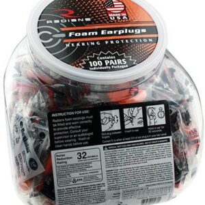 Radians 100 pairs of Uncorded Foam Earplugs/ct in a Jar