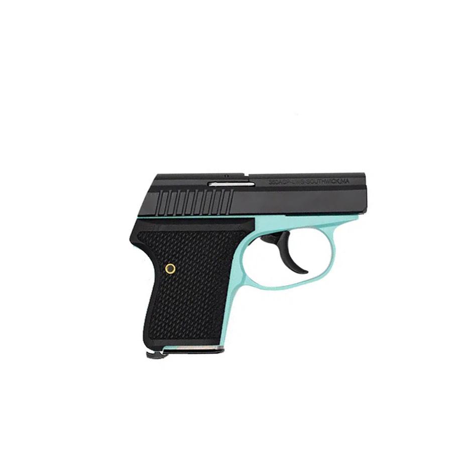 https3A2F2Fmedia.chattanoogashooting.com2Fimages2Fproduct2FSKLWS380REBLUEW2FSKLWS380REBLUEW1.jpg Seecamp LWS-380 Handgun 380 Auto 6rd Magazine 2" Barrel DAO Robin's Egg Blue Black Grip - Image 1