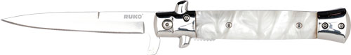 RUK0184WPCS_1.jpg RUKO FOLDER SPRING ASSISTS 4" - WHITE PEARL ACRYLIC HANDLE - Image 1