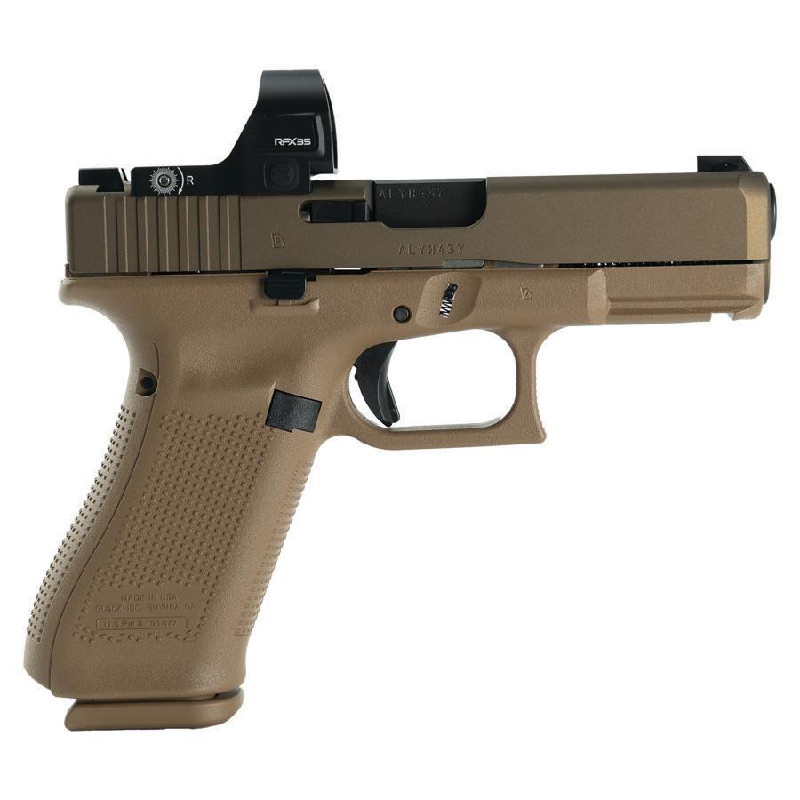 Glock V-Series Model 19 Handgun 9mm Luger 15rd Magazines (3) 4.02" Barrel FDE Viridian RFX35 Green Dot US Made - Image 1