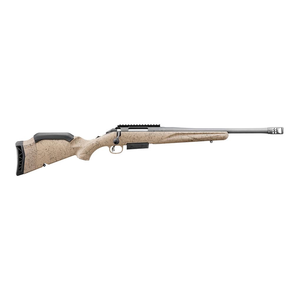 https3A2F2Fmedia.chattanoogashooting.com2Fimages2Fproduct2FUR469222F46922.jpg Ruger American Rifle Gen II Ranch .450 Bushmaster 3rd Magazine 16.1" 11/16x24 Threaded Barrel FDE Splatter Stock - Image 1