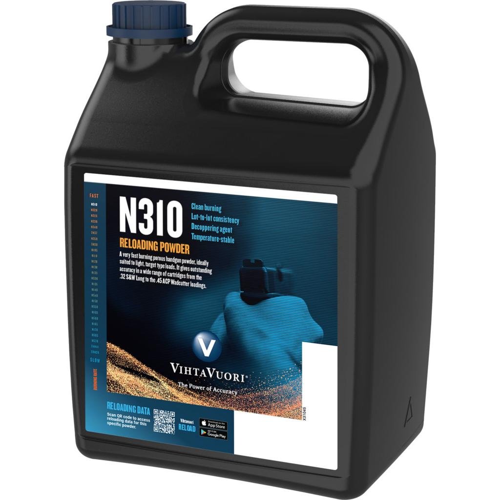 https3A2F2Fmedia.chattanoogashooting.com2Fimages2Fproduct2FVIN31042FVV_N310_4.5_FLAT3D_preview.jpg Vihtavuori N310 Handgun Powder - 4lbs - Image 1