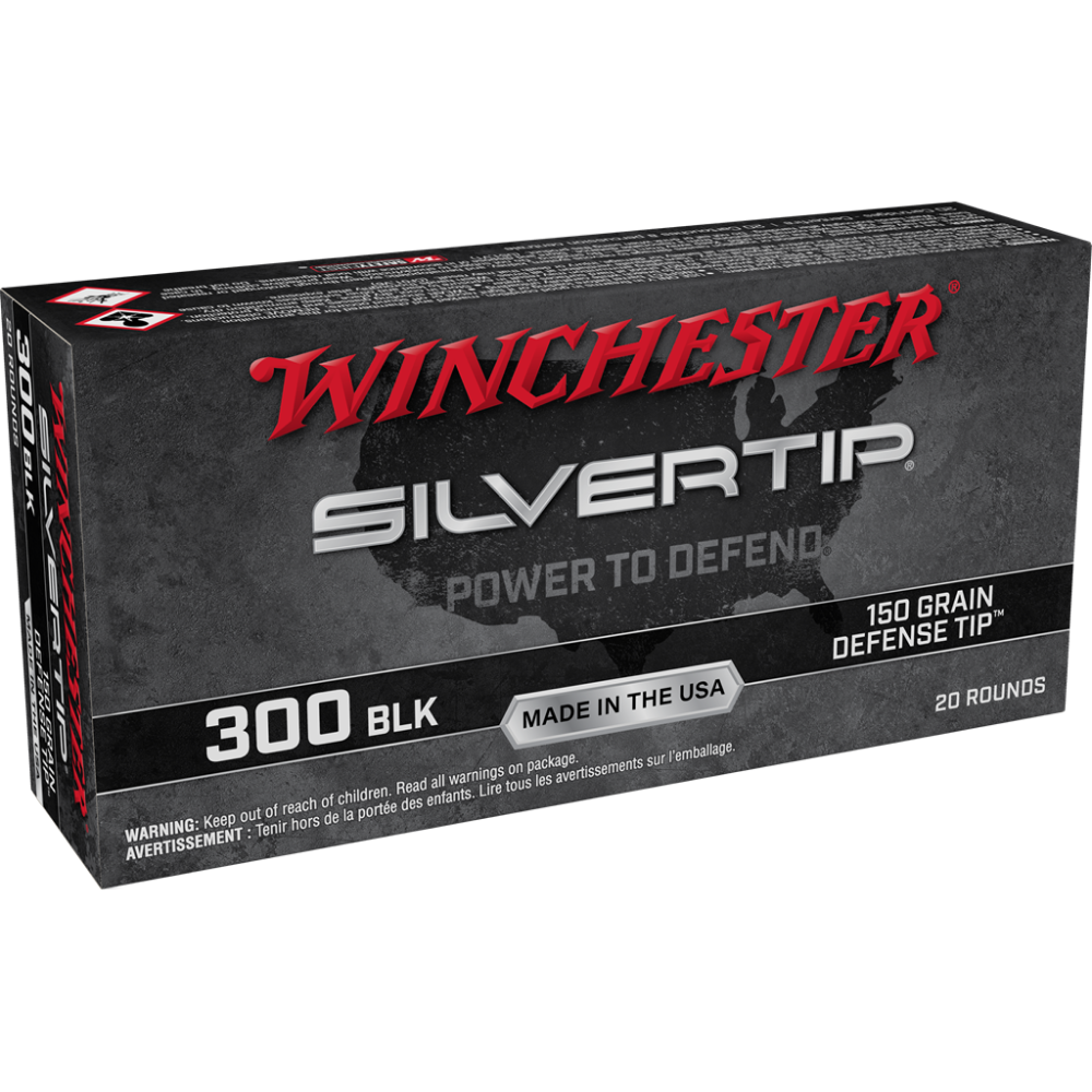 https3A2F2Fmedia.chattanoogashooting.com2Fimages2Fproduct2FWNW300ST2FWNW300ST-1.png Winchester Silvertip Defender Rifle Ammunition .300 AAC Blackout 150 gr. Defense Tip 1900 fps 20/ct - Image 1